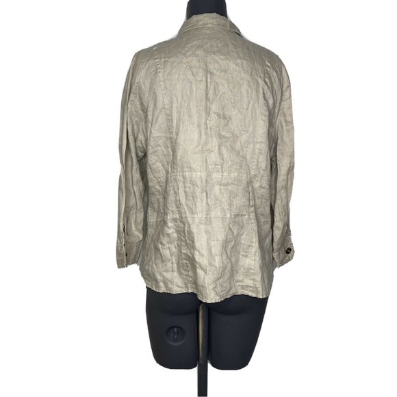 David Brooks Tan Linen Button Down Top Size L - Picture 3 of 4